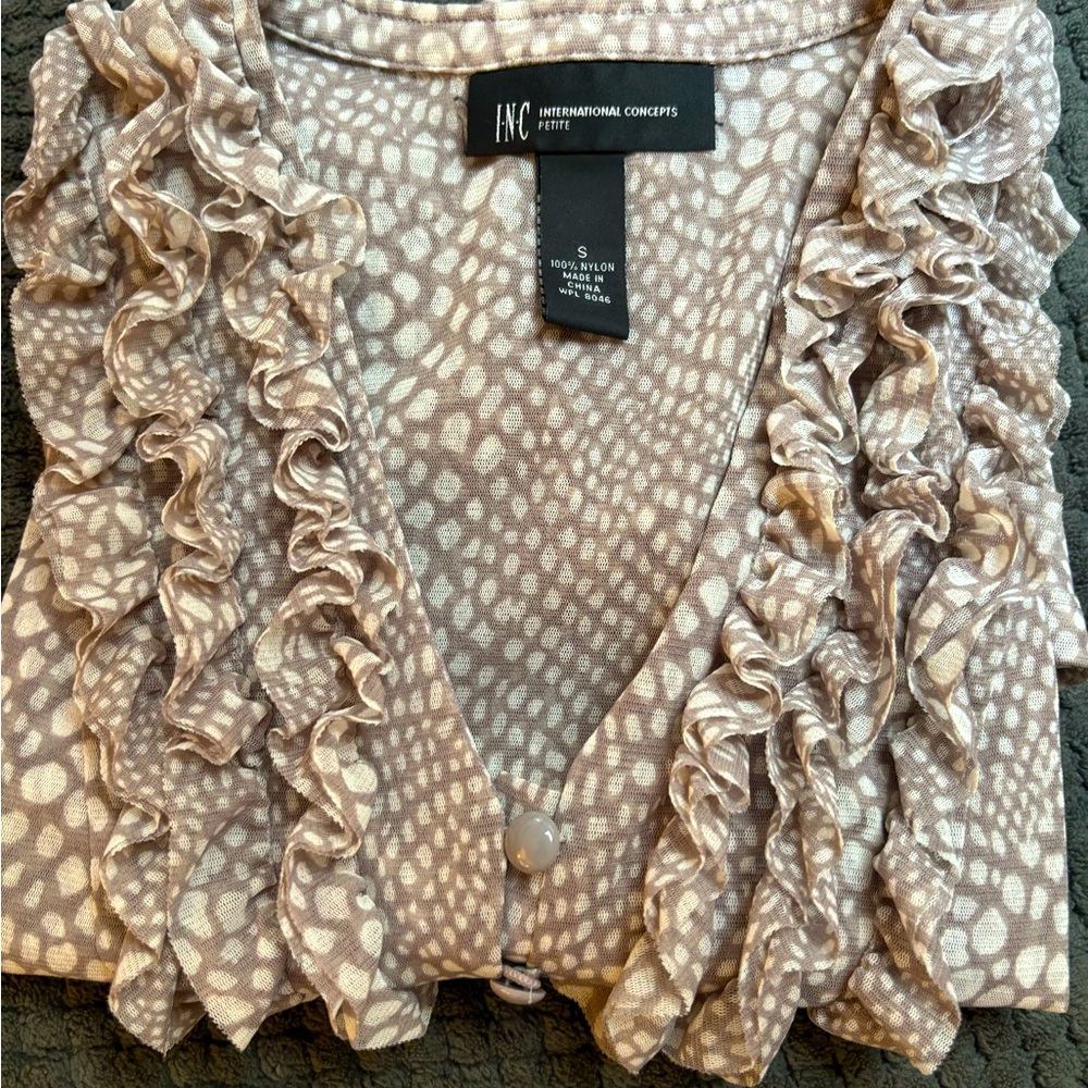 INC, Size small polka dot ruffle shirt
